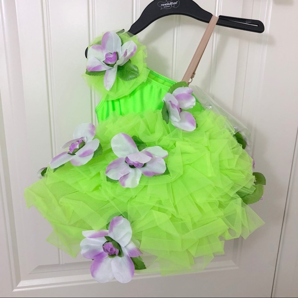 Revolution Dance Lime Green Costume Flower Patch - Picture 3 of 6